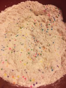Flour with Sprinkles for Funfetti Hamantaschen