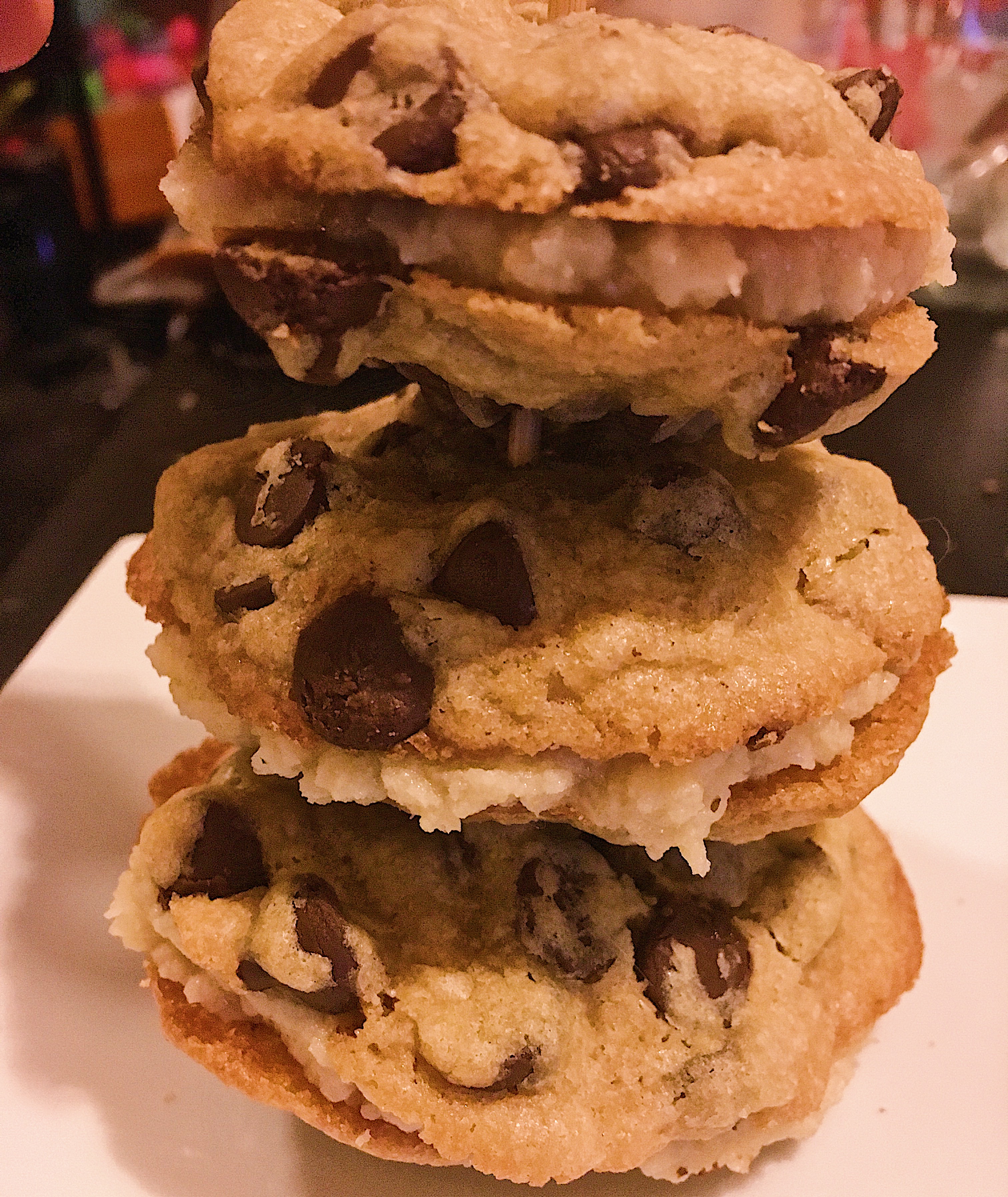 Tower of coffee milk cookie sandwiches