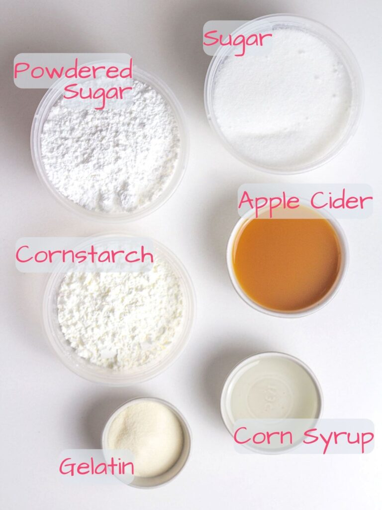 Ingredients needed to make Homemade Apple Cider Marshmallows.